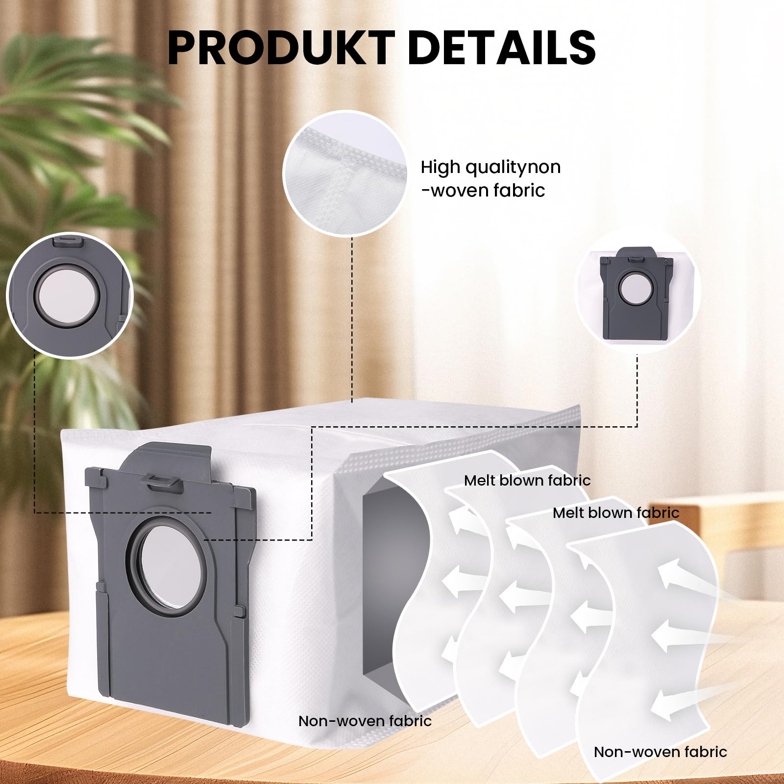 12 Sacs à Poussière Pour Dreame Robot Aspirateur - L10s Pro Ultra, X40, L20 Ultra - Filtration 99.97%