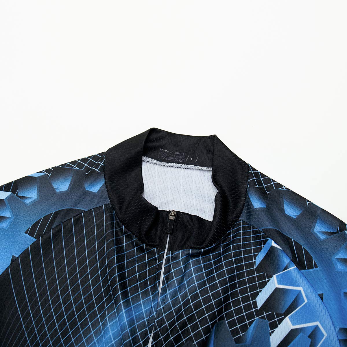 Maglie da ciclismo da uomo Top Camicie da ciclismo a maniche lunghe con cerniera completa Pocket Gear Blu, Blu