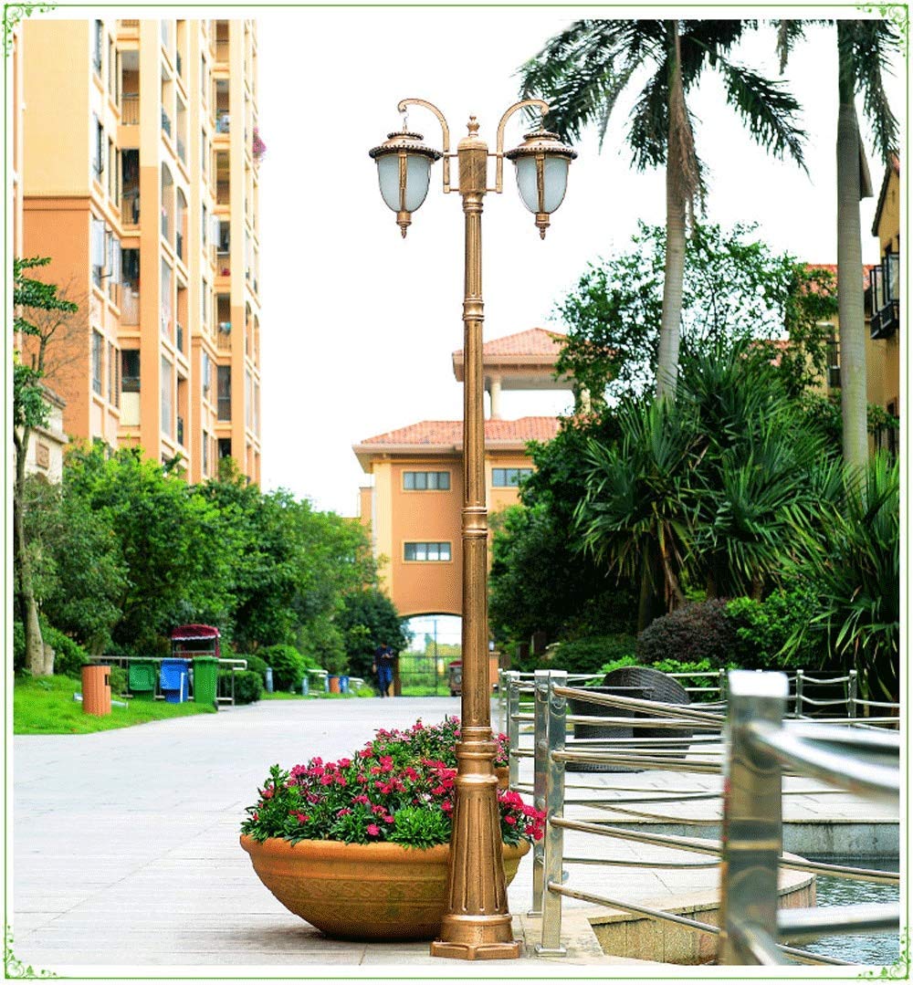 Lamp Post Lights Outdoor,European Victorian Retro Die-Cast AluminumTraditional High Pole 3-Lights Outdoor Lantern Light Watertight IP55 Rated Pillar (H 2.3 M)