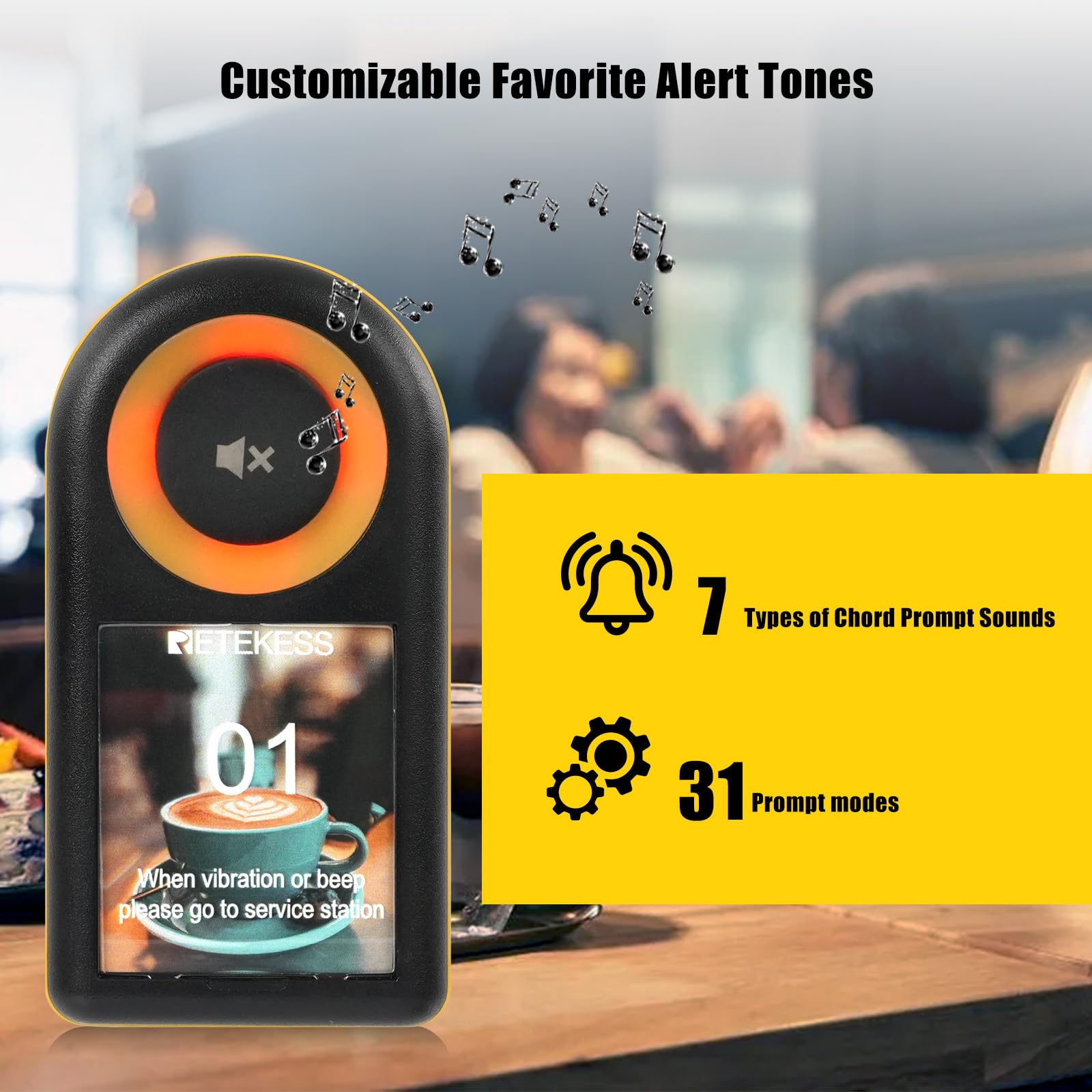 Retekess TD169 Buscapersonas Restaurante, 500M Avisadores Hosteleria, 20 Buscapersonas, 3 Niveles de Volumen, 7 Tonos de Llamada, con Vibración, 300mAh 24H, Avisadores Clientes para Café, Bare, Hotel