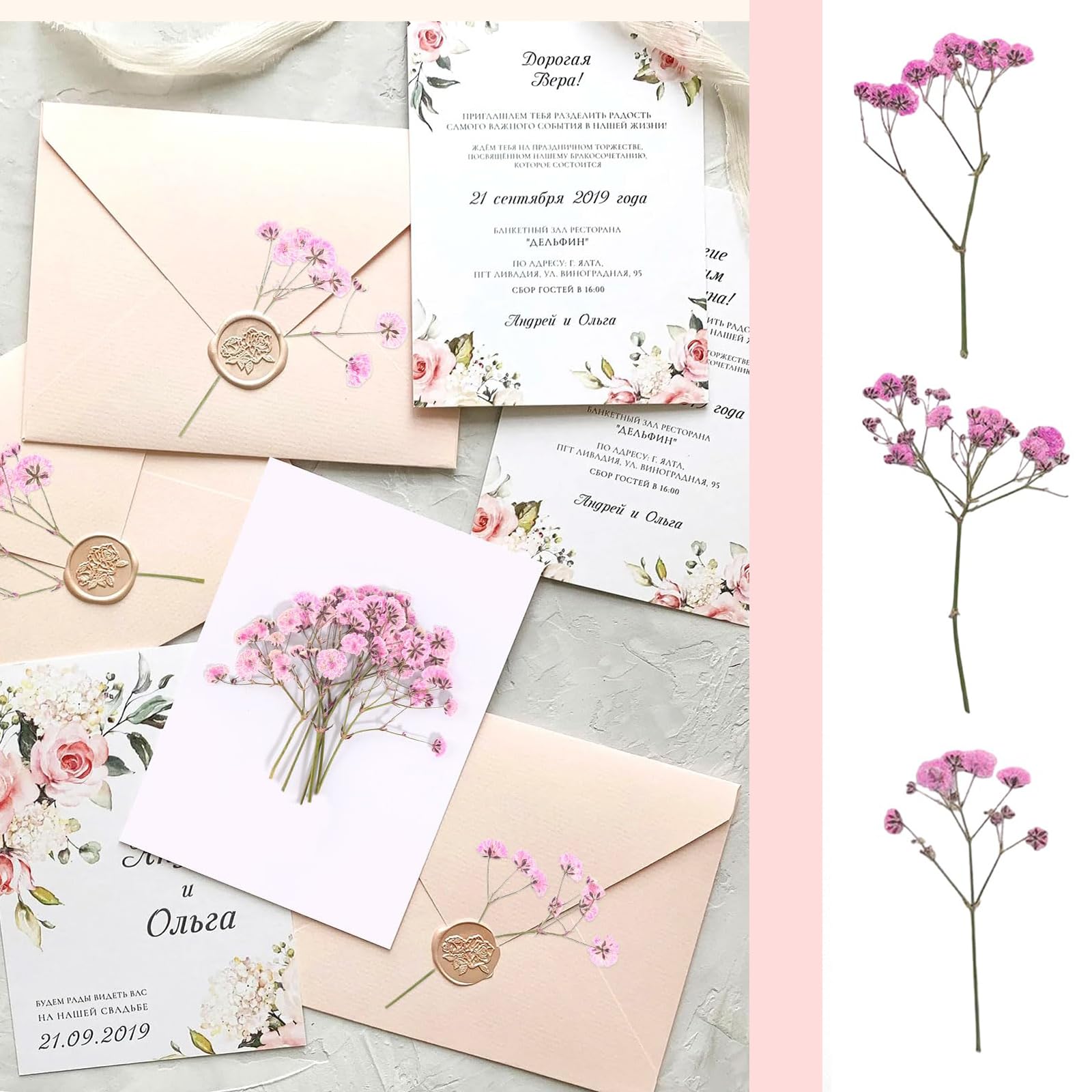 50 Fiori Secchi Gypsophila Bianchi - Fiori Pressati Naturali Per Candele, Resina, Gioielli Fai Da Te