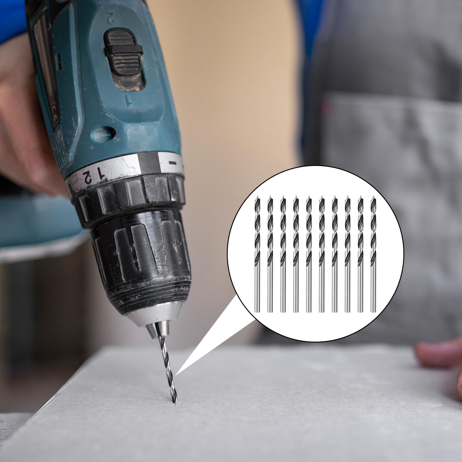 10 brocas de madera de 3 mm, acero al carbono 45 brocas de metal de 3 mm helicoidales para madera con punta de centrado para madera, plástico, caucho, madera blanda, madera dura, madera contrachapada