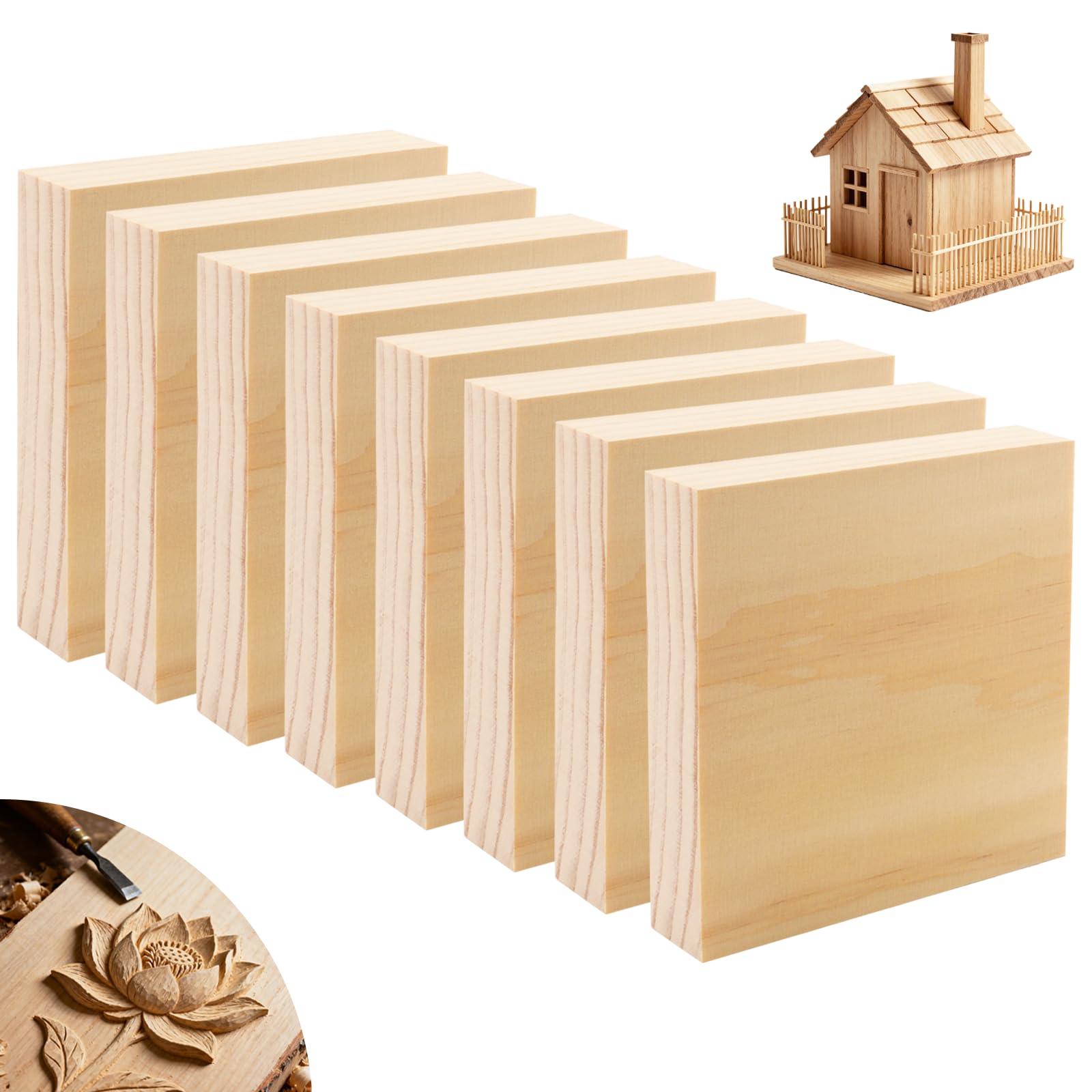 lot 8 blocs carrés bois pin non peints