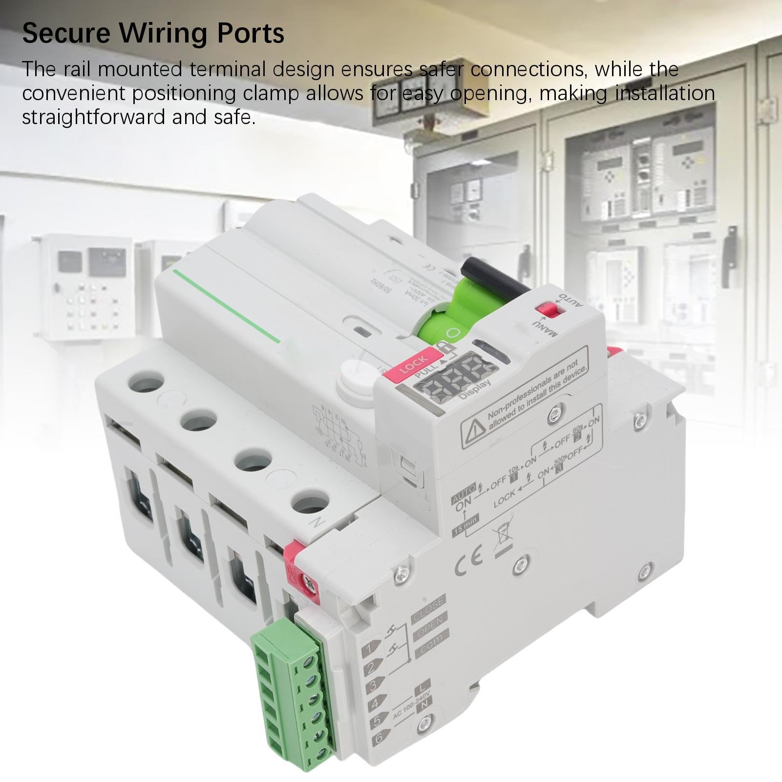 Jenngaoo Interruttore differenziale automatico con riarmo, Interruttore magnetotermico 4 poli display digitale protezione sovracorrente, RCD RCCB 40A 230V per impianti fotovoltaici (40A)