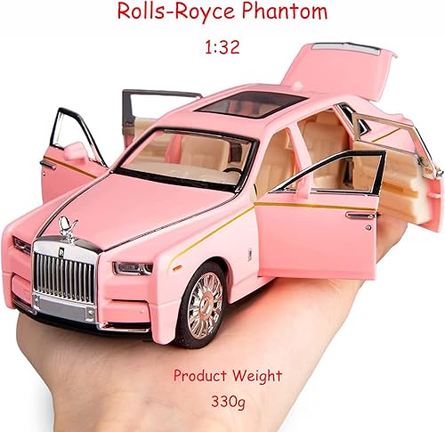 Miniatura 5 de Aleación coleccionable rosa Rolls Royce Phantom juguete tire hacia atrás vehículos modelo de coche fundido a troquel