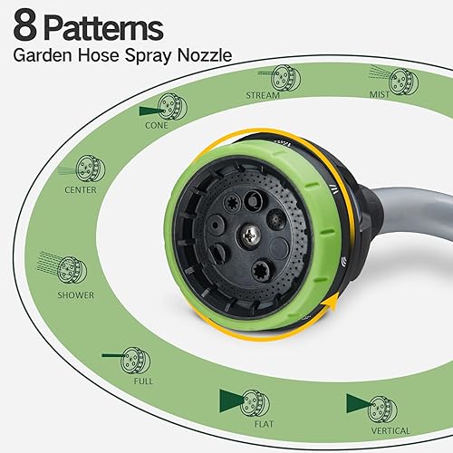 Miniatura 5 de Varita de riego resistente, varita de metal para manguera de jardín con 8 patrones de rociado, boquilla de manguera de 19 pulgadas de largo con