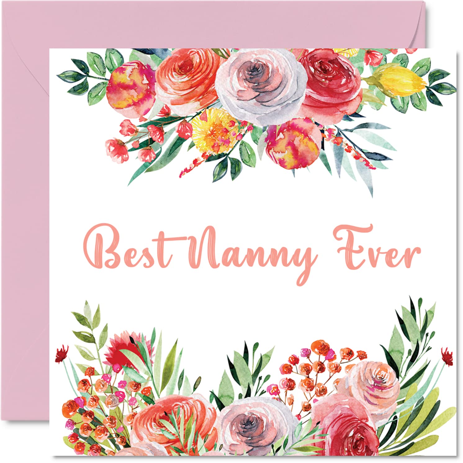 Birthday Cards for Nanny - Best Nanny Ever - Beautful Happy Birthday Card from Granddaughter Grandson, 145mm Mother's Day Greeting Cards Nana Nan Nannie