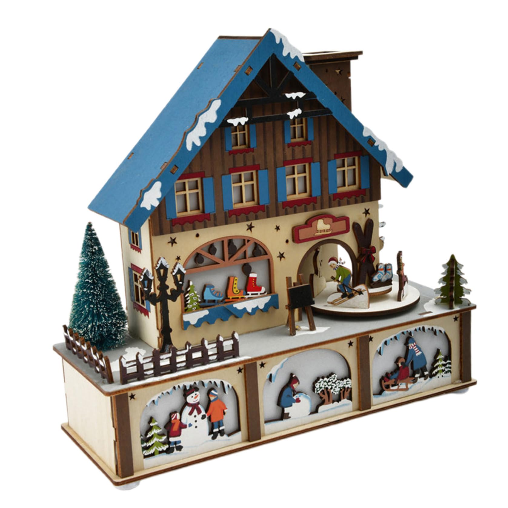 PRETYZOOM Decorazione Natalizia in Legno con LED Luminoso Piccola Scultura da Tavolo per Atmosfera Festiva e Decorazione Natalizia Accogliente
