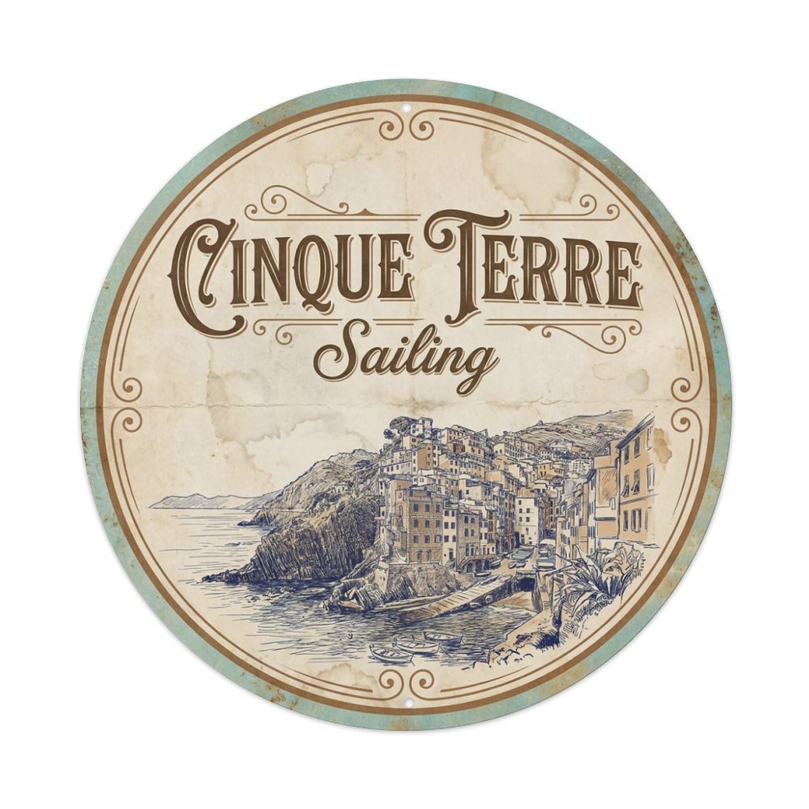 Vintage Travel Cinque Terre Italy Craft Metal Tin Sign