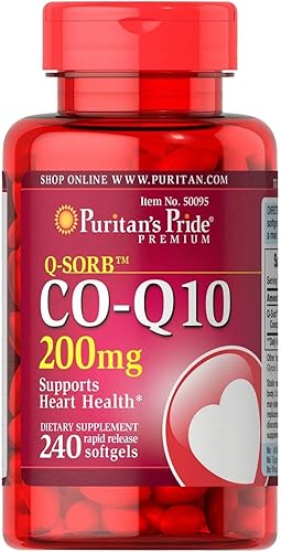 Puritans Pride CoQ10 200 mg apoya la salud del corazón 240 cápsulas blandas de liberación rápida