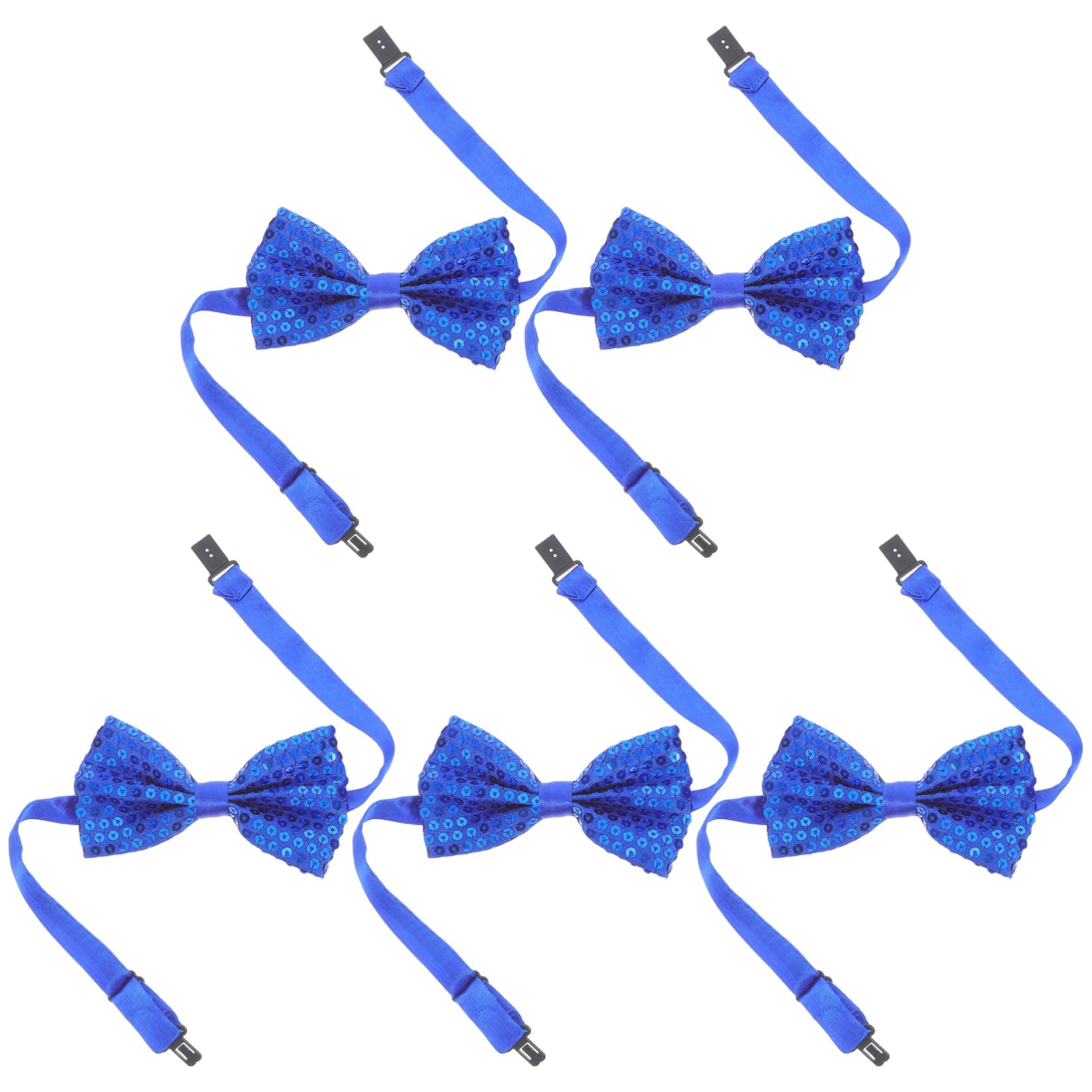 HAWILLOSCH Boys Girls Sequin Bow Ties 5pcs Glitter Bowknot Hair Ties Pre-tied Ideal for Stage Performances Graduation Everyday