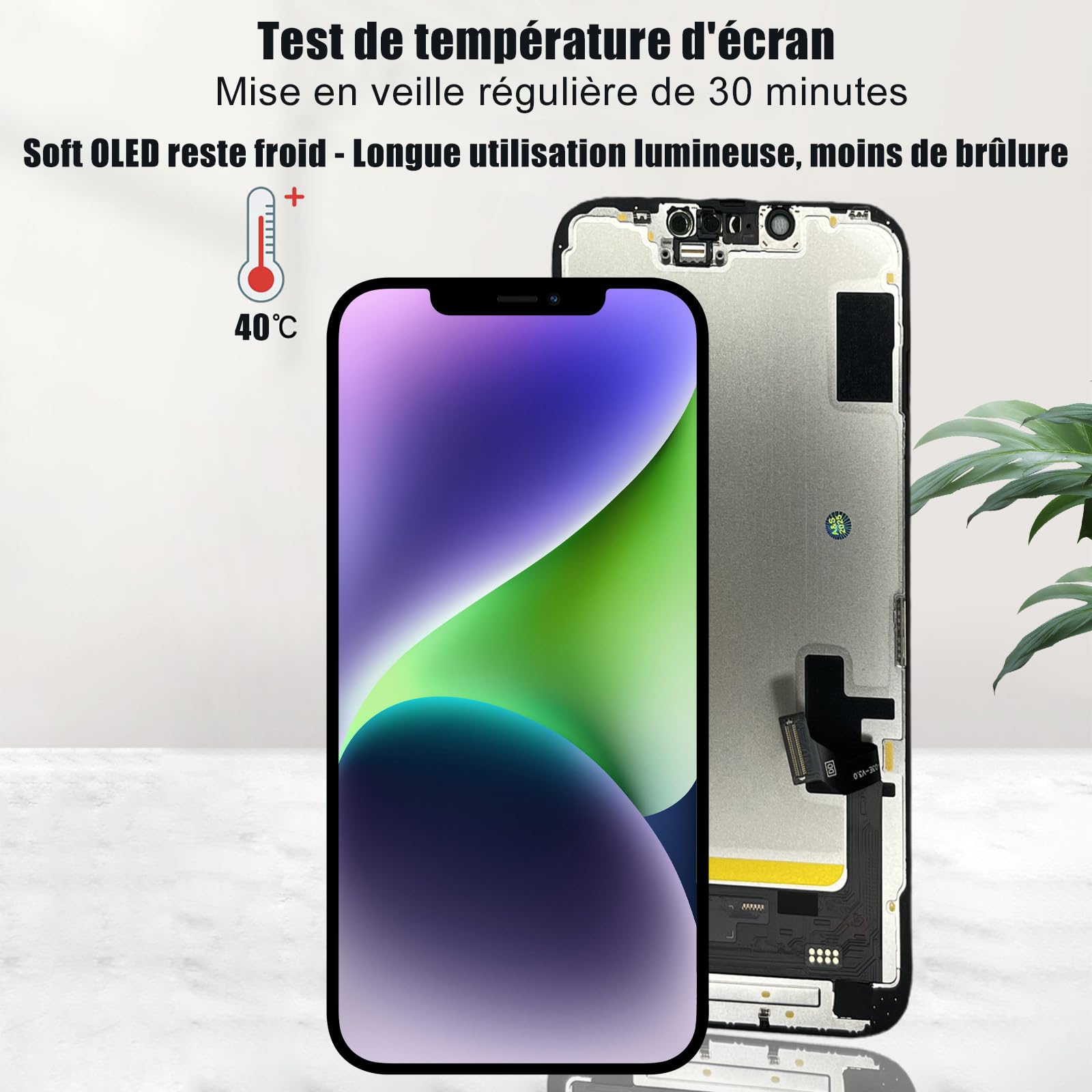 DIGI4U Ecran pour iPhone 14 OLED, Full HD Compatible Face ID Retina 3D Touch True Tone avec Assemblage Digitizer, Kit d’Outils de Réparation et Adhésif Étanche