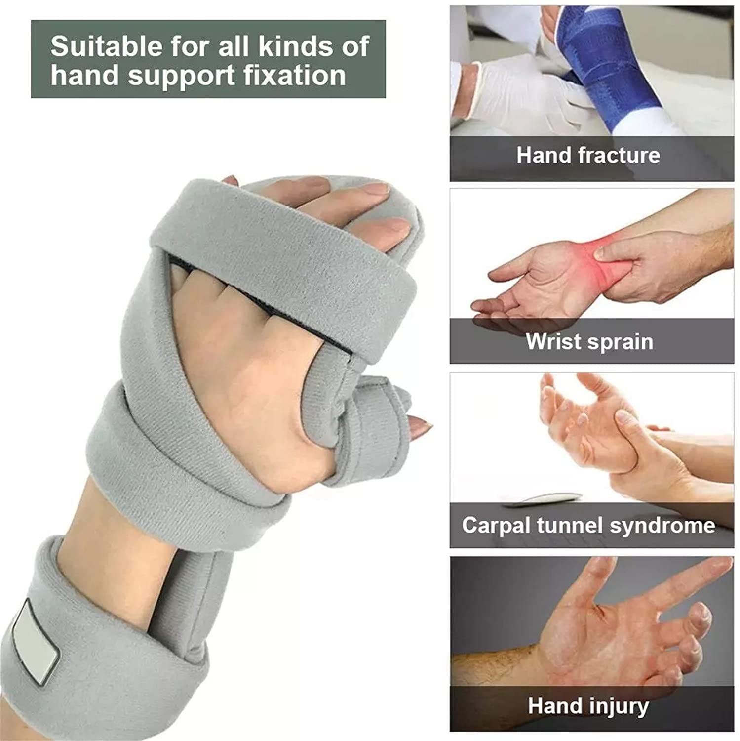 Ortesi per Dita Morbida E Funzionale Stecca per La Mano A Riposo Stecca per La Mano Notte da Polso Pollice Immobilizzatore Supporto per Dolore Tendinite Distorsione Frattura (Size : Left)