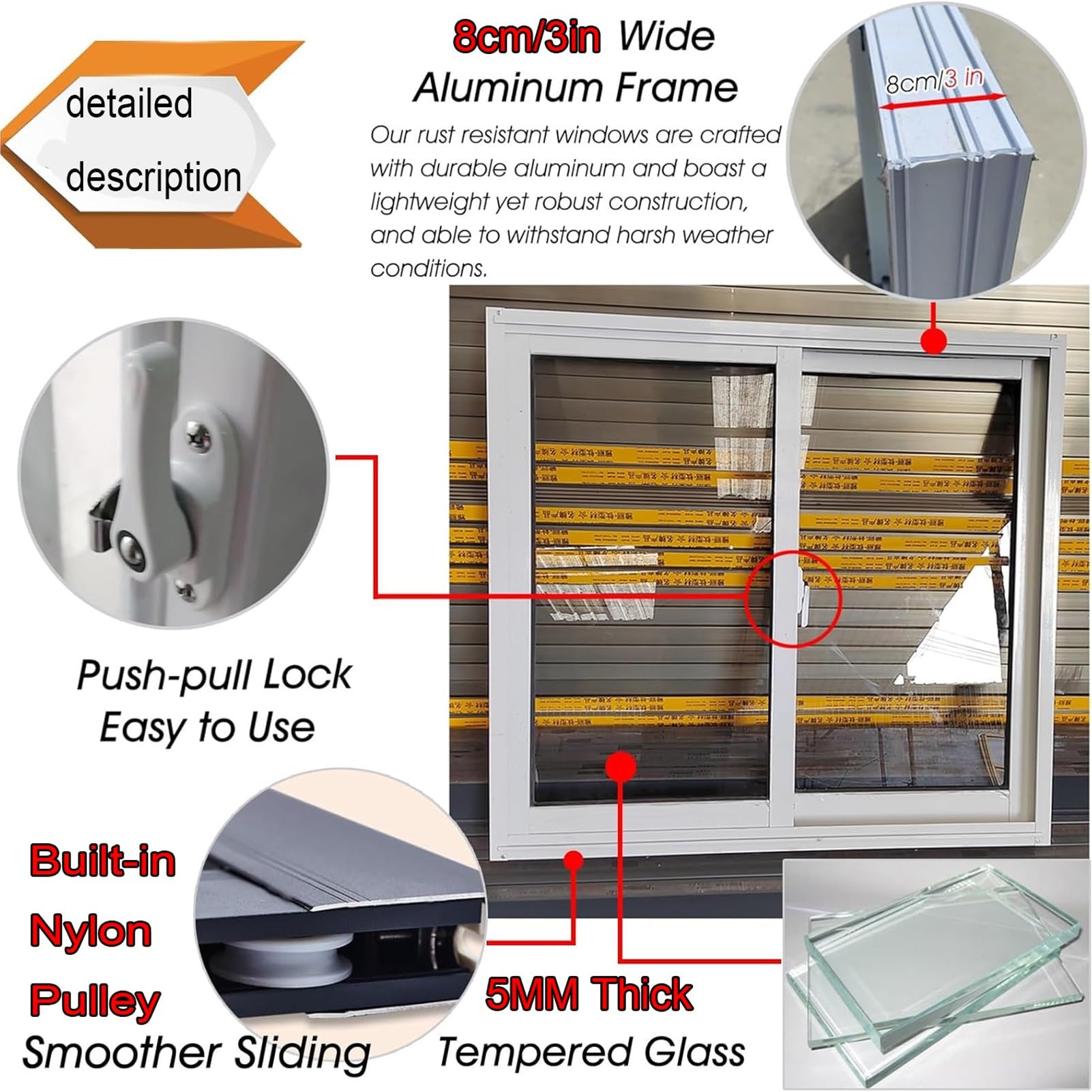 Duo-Corp Agriclass Double Slide Vinyl Utility Window – 23-1/2" W X 35-1/2" H, Tempered Glass, White, Includes Screen