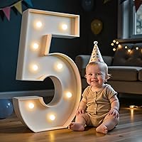 Vista 33 de Imprsv Números de marquesina iluminados de 3 pies para decoraciones de fiesta de cumpleaños 50, números de mosaico para globos, marco de globos