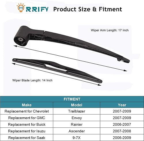 Miniatura 2 de Juego de limpiaparabrisas trasero 15232653 para Chevy Trailblazer 2007-2009, para GMC Envoy 2007-2009, para Buick Rainier 2006-2007, para Saab 9-7x
