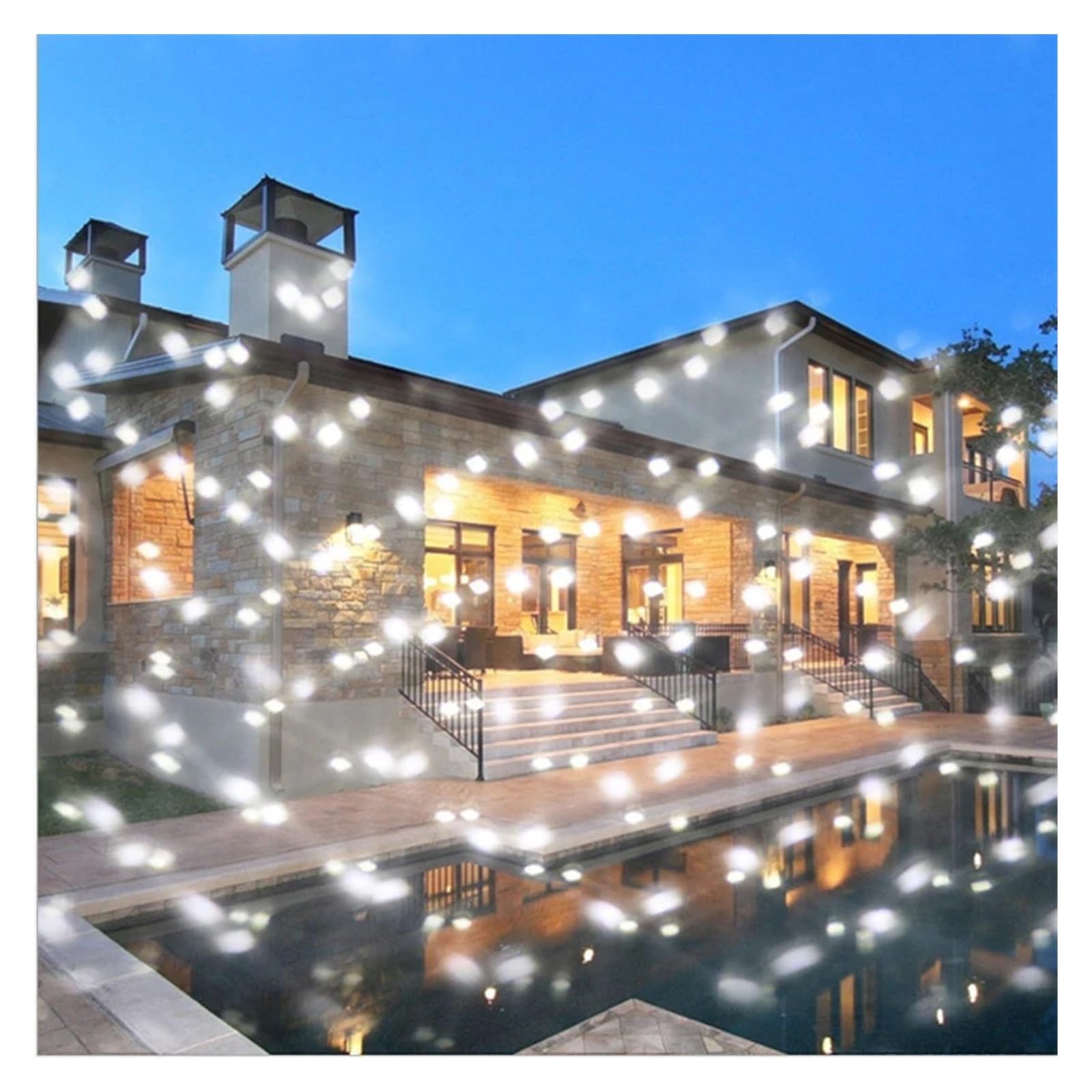 Projektor Weihnachten, Schneefall-Projektor, IP65, beweglicher Schneeprojektor, Weihnachten, Schneeflocken-Licht, Party, Weihnachtsdekoration for Zuhause im Freien(Without Remote)