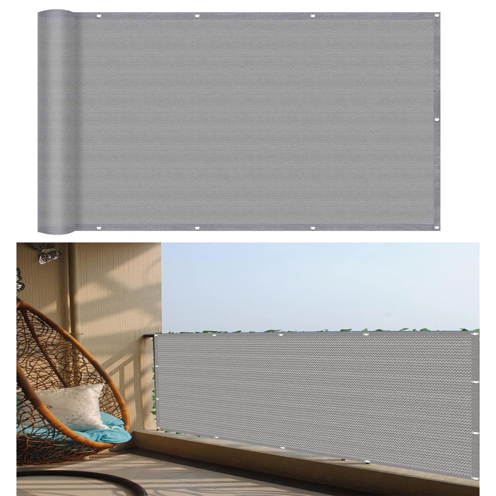 Balkon Sichtschutz 70x310cm - UV-beständige Balkonumspannung Mit Ösen