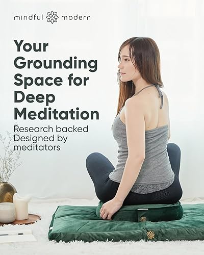 Miniatura 6 de Mindful & Modern Zabuton - Tapete de meditación relleno de algodón para yoga y meditación, cojín de meditación Zabuton para soporte de rodillas y