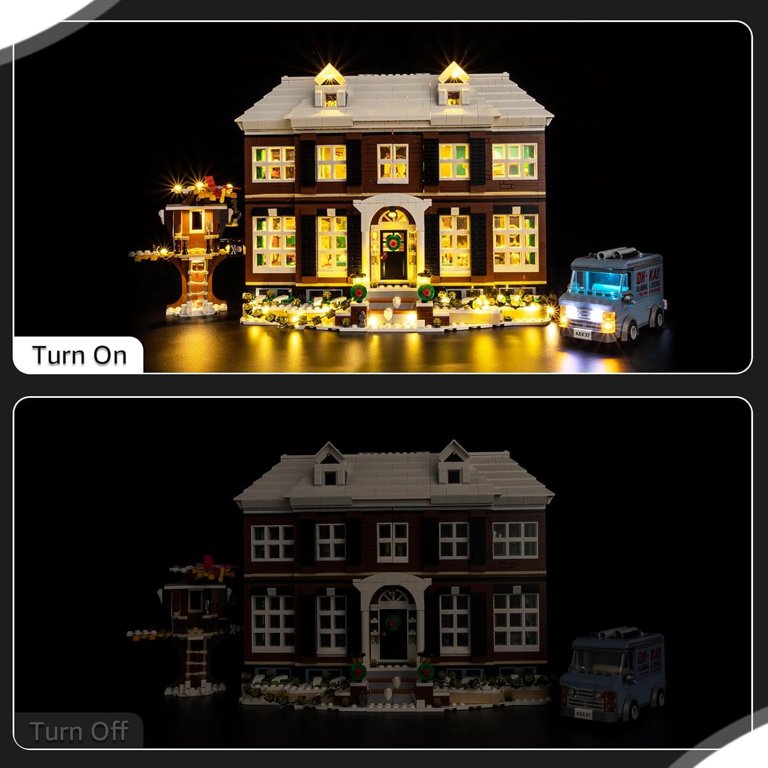 Nitemode LED Light Kit Compatible with Lego Home Alone House 21330 – Upgraded Layered Lighting Design, Accessories for Display ((JUST Lights)