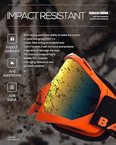 Miniatura 6 de BATFOX Gafas para Dirt Bike con Estuche - Gafas de Seguridad para Motocicleta Motocross ATV Carreras, Mejores Regalos de Navidad para Hombres Jóvenes
