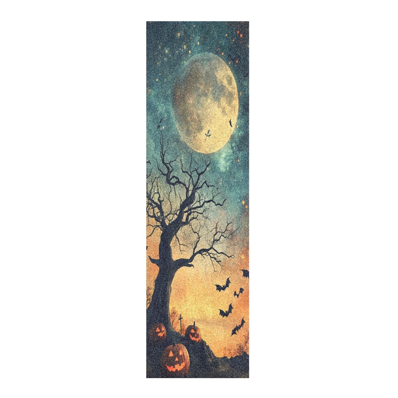 CEBUGI Halloween Night Sky with Moon Skateboard Grip Tape 44x10in Waterproof Tear-Proof Longboard Grip Tape Bubble Free Non-Slip Scooter Grip Tape for Girls Boys