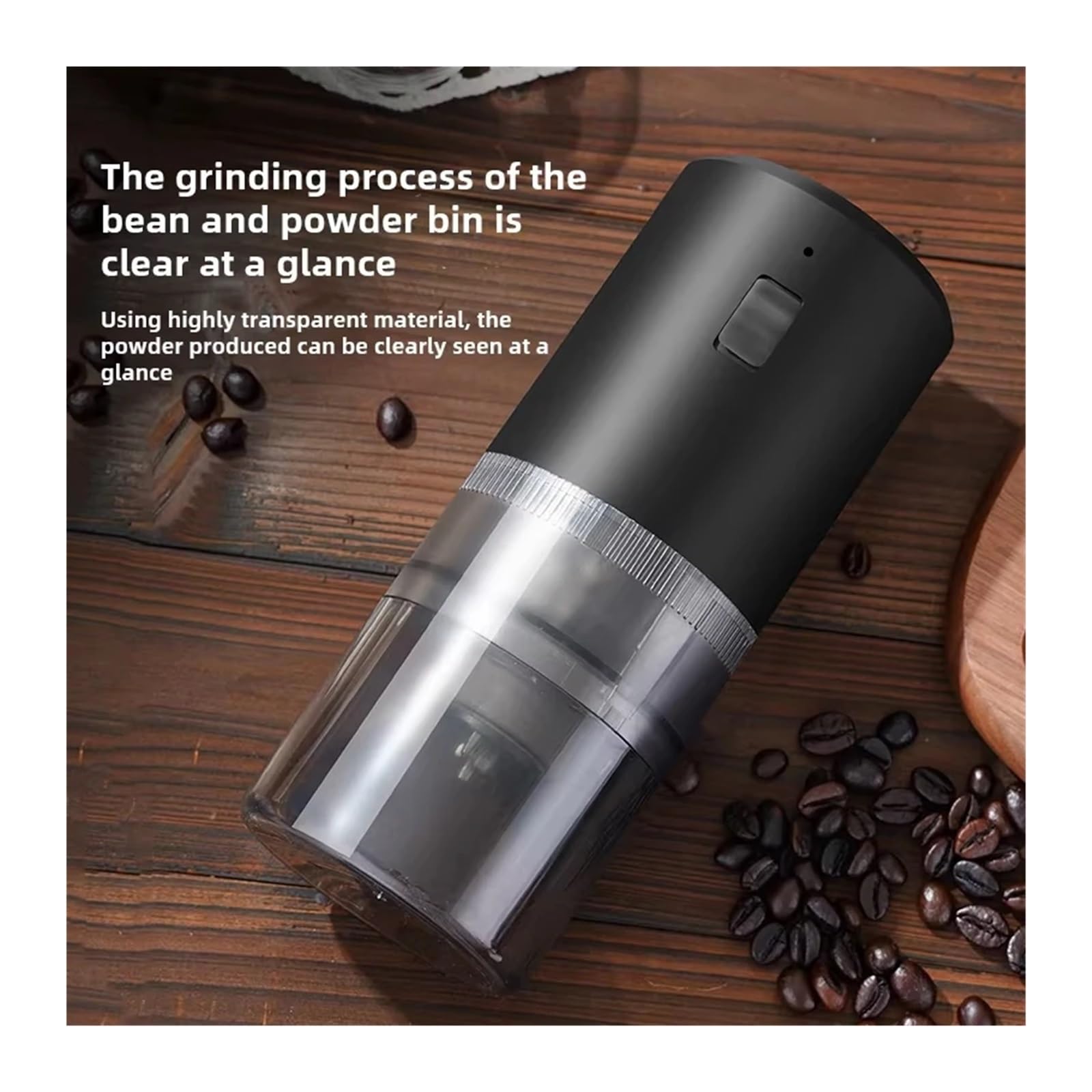 EDEDE Macchina da caffè Espresso Portatile, Macinacaffè Automatico Portatile for Chicchi di caffè, macinazione in 1, Nucleo in Ceramica, Spessore a Polvere Regolabile per Viaggi, Campeggio(Noir)