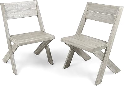 Christopher Knight Home 304409 Irene Outdoor Acacia Wood Chairs (Set of 2), Sandblast Light Grey