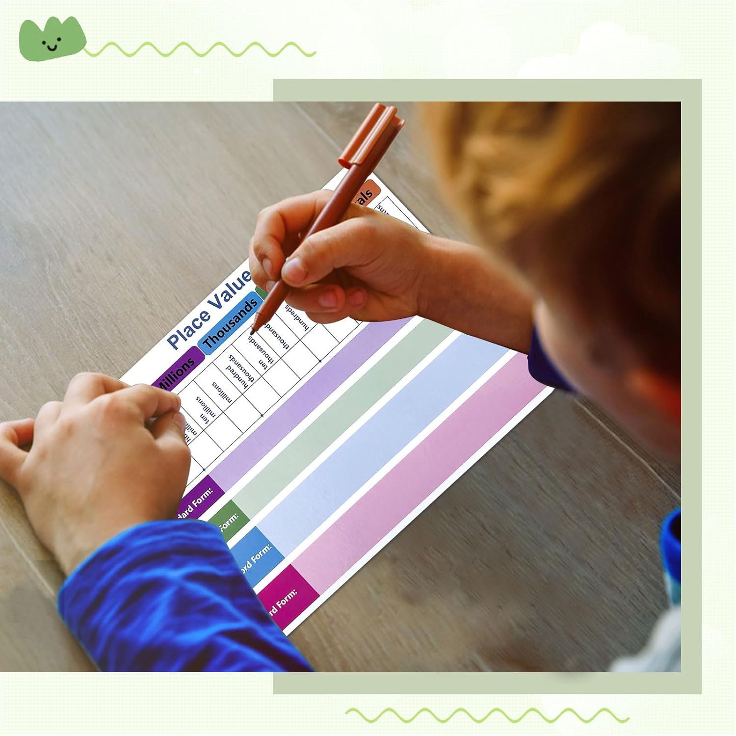 24 Set Place Value WhiteBoard, 9" x 12" Double Sided Dry Erase Boards for Kids for Teaching Place Values from Billions to Decimal Numbers, Math Manipulatives Lapboards for Teachers School