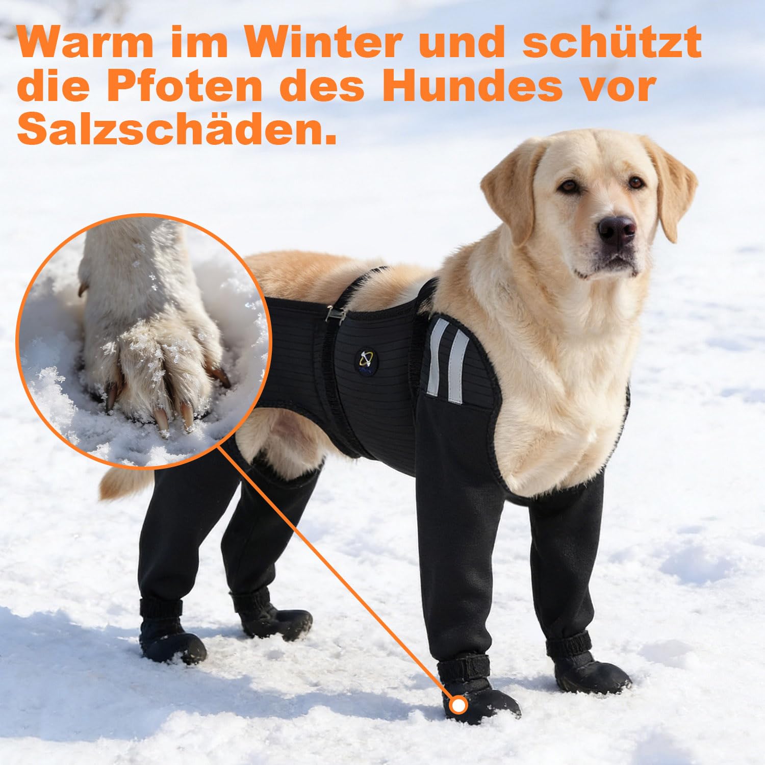 COODEO Hundefüße Socken für Alle 4 Pfoten, Wasserfest rutschfest Einfach Anzuziehen, Lickschutz Pfoten-Schutz, Langlebig Warm Salzfest, für Regen Schnee Nach OP Wundpflege Tagesgebrauch (Schwarz, XL)