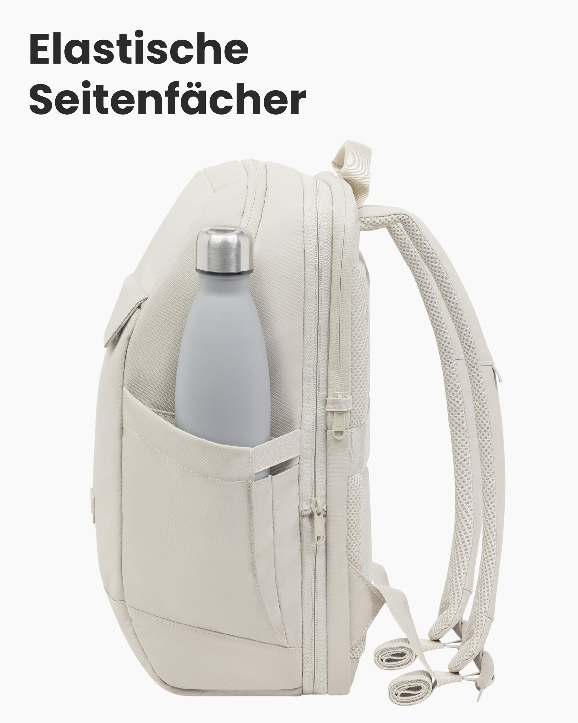 LARKSON Business Laptop Rucksack Herren Beige - Bjarne Small - Kleiner Arbeitsrucksack mit 16 Zoll Laptopfach - Handgepäck mit Anti-Diebstahl-Loops - Wasserabweisend
