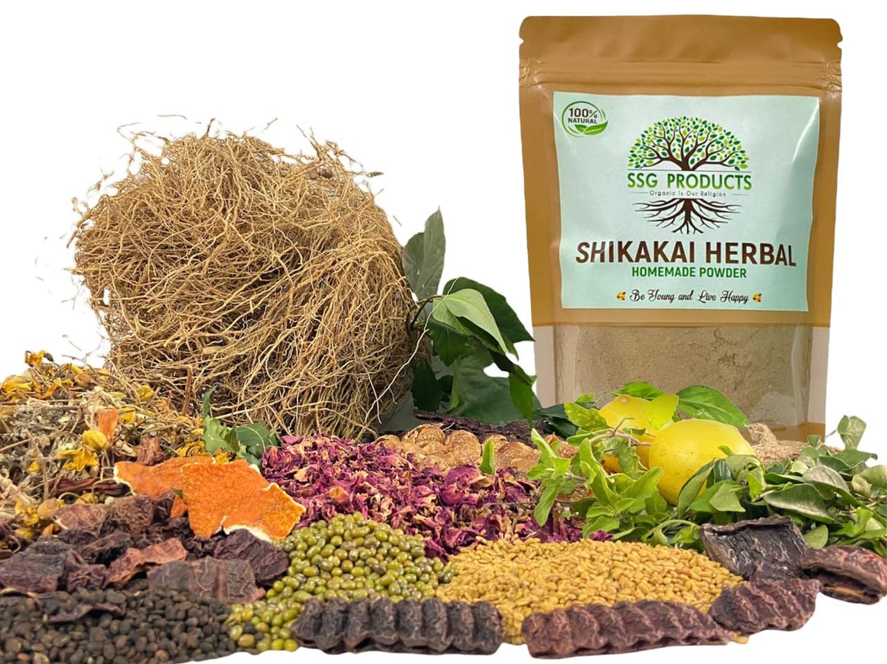 Herbal Shikakai Powder Homemade 1000 Gram or 1 KG with 20+ Herbs - (500 Gram pack of 2)