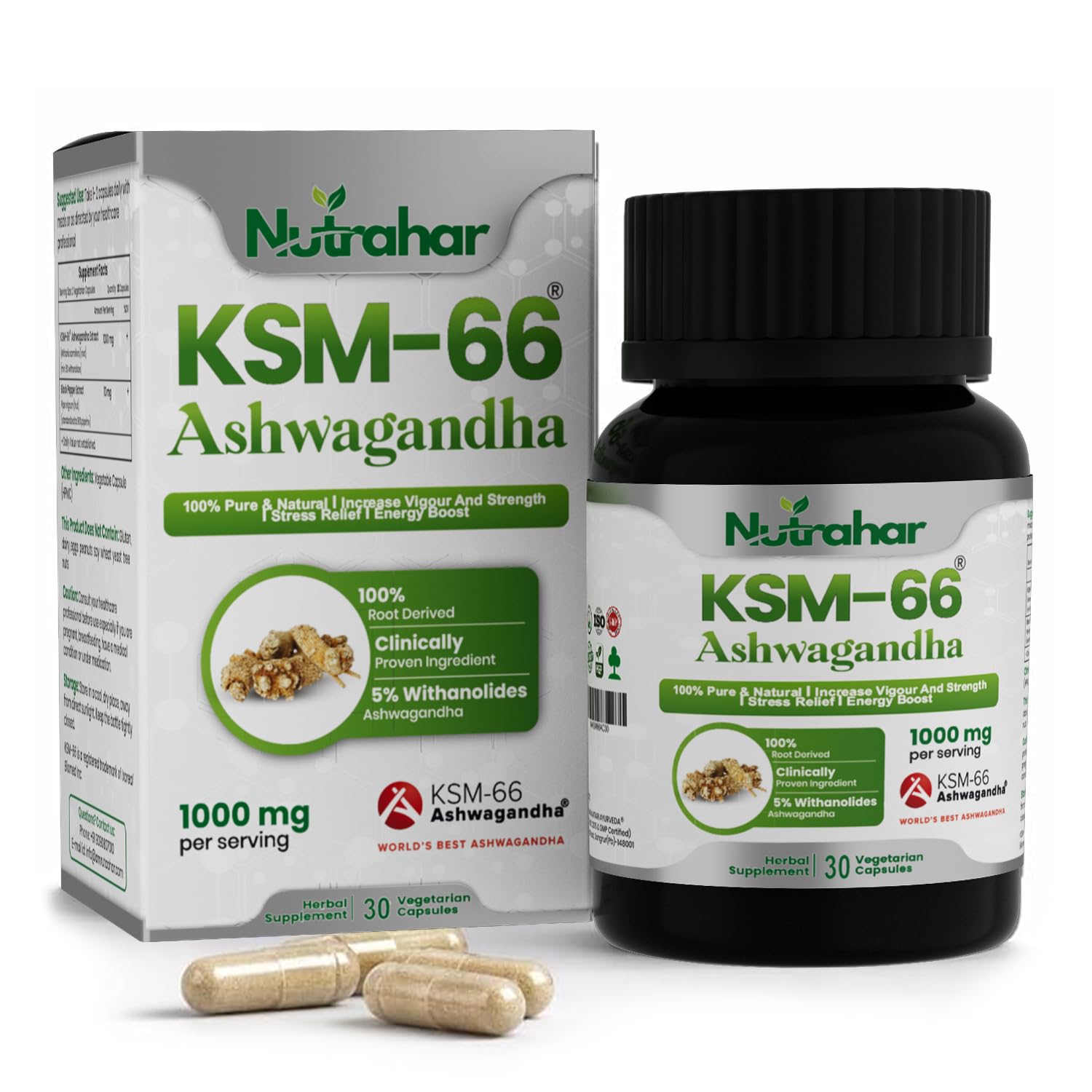 KSM-66® Ashwagandha 1000mg - 30 Veg. Capsules | High Absorption formula for Max Results | Support Stress Relief, Vigour, Energy, Stamina & Mood Support | Clinically Proven 100% Pure Root Extract | World’s Best ashwagandha ksm66-image-47