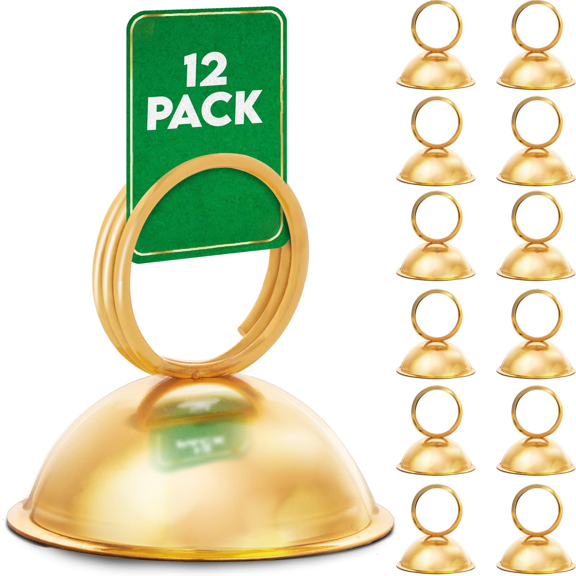 KASTWAVE Place Card Holder, Table Number Holders Tabletop Menu Holder Harp-Clip Number Holder Recipe Holder Reserved Card Holder, For Restaurants, Weddings, Banquets, 12 Pack, Gold