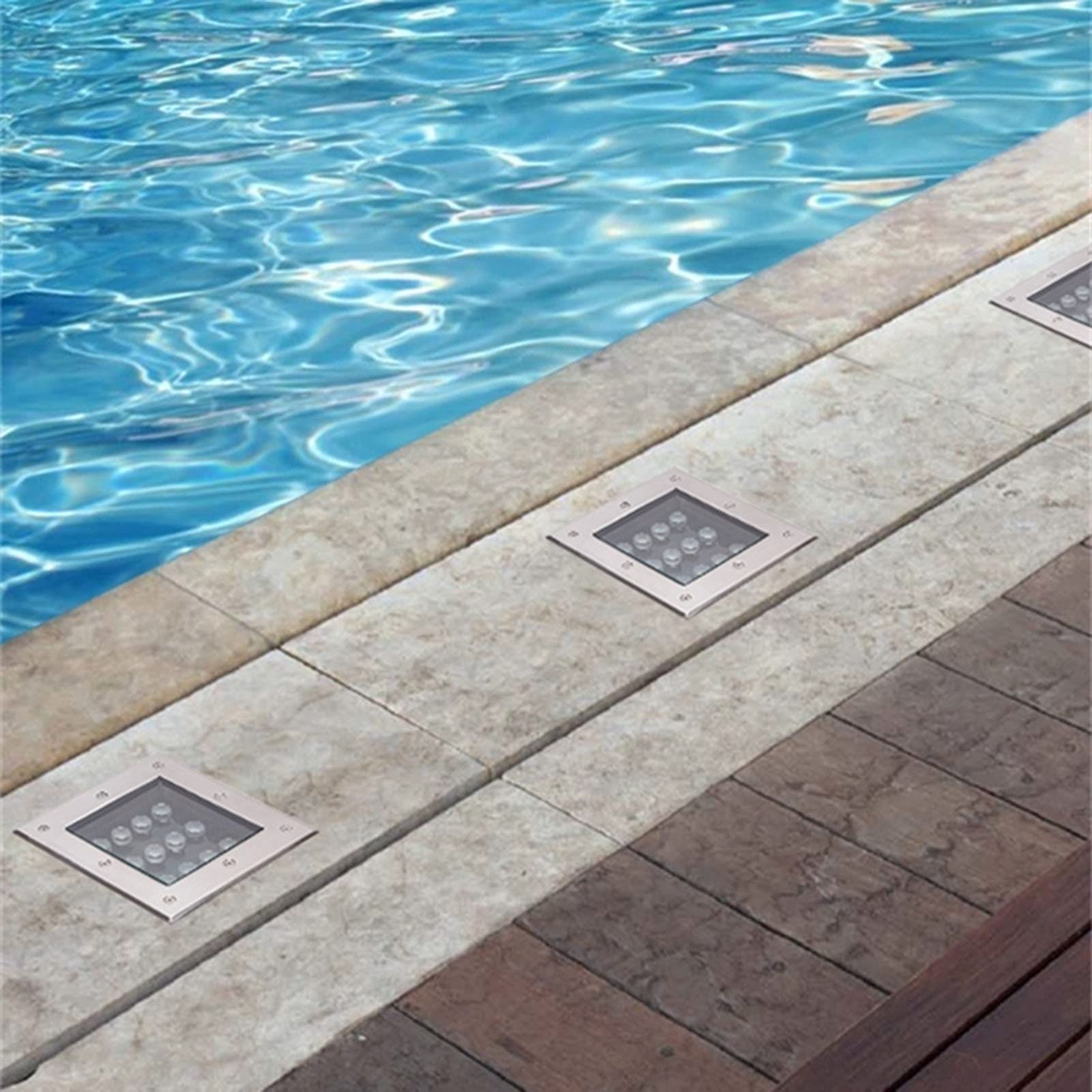 Luce Subacquea Da Incasso - Luce A Led Per Laghetto, Luce Sotterranea A Led, Luci A Led Per Camminamento Lampada Quadrata Impermeabile Ip67 Interrata Adatta Per La Decorazione Del Paesaggio, Giardino