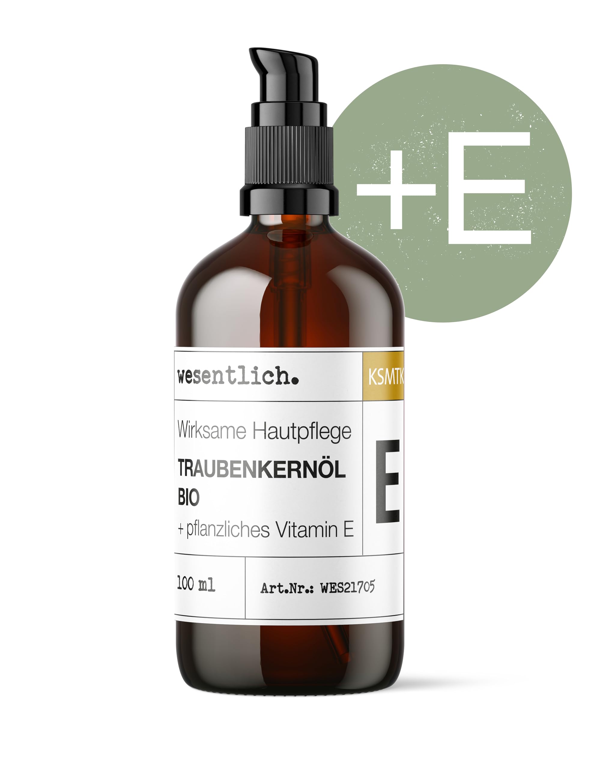 wesentlich. Organic Grape Seed Oil + Vitamin E (100 ml) - 100% Natural - with Dispenser, 100 ml (Pack of 1) - Image 2