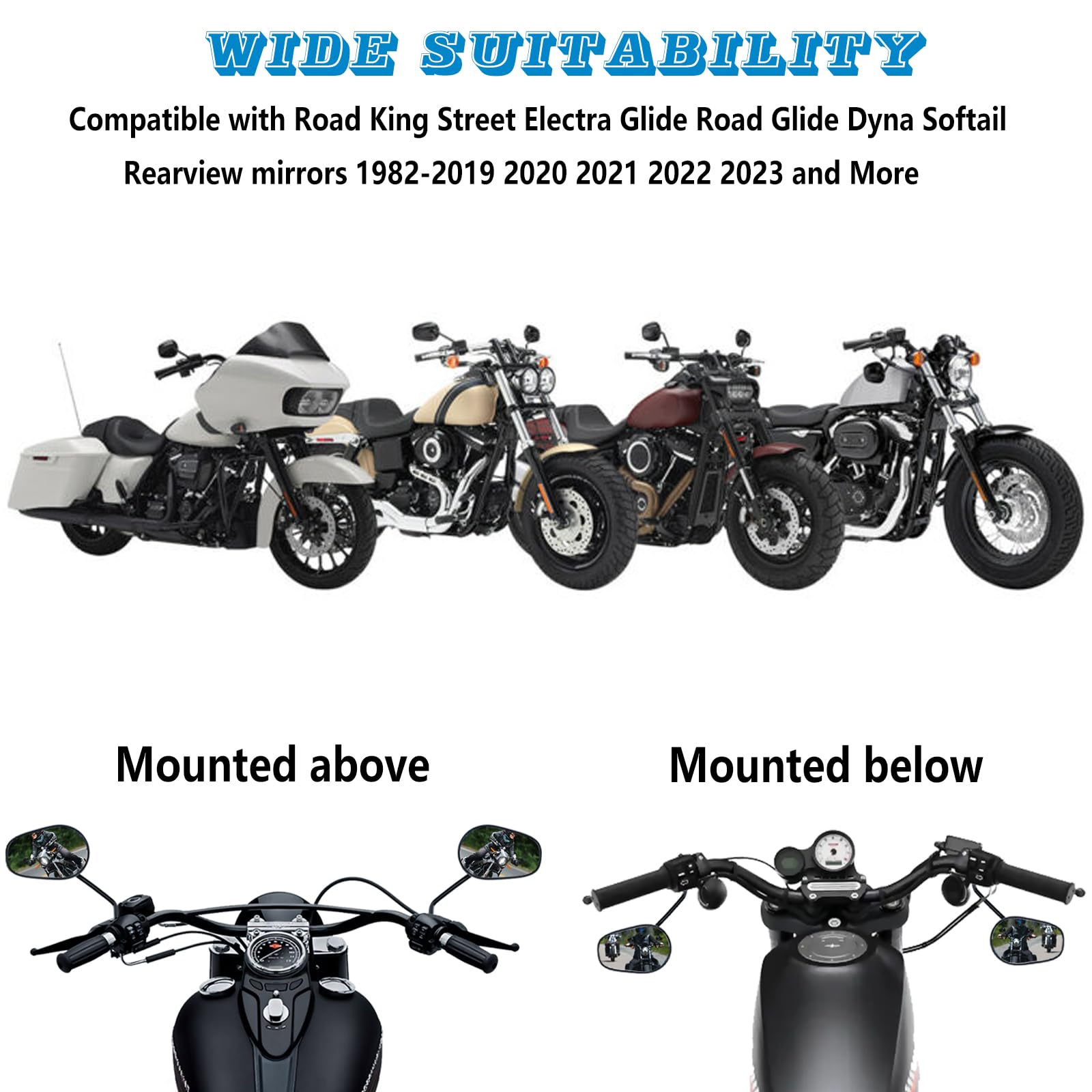 FOVPLUE Repose-pieds Pour Autoroute De 3,2 Cm, Pour Moto Harley Touring Road King Road Glide Street Glide Electra Glide Softail Sportster Avec Autoroute De 32 Cm Noir