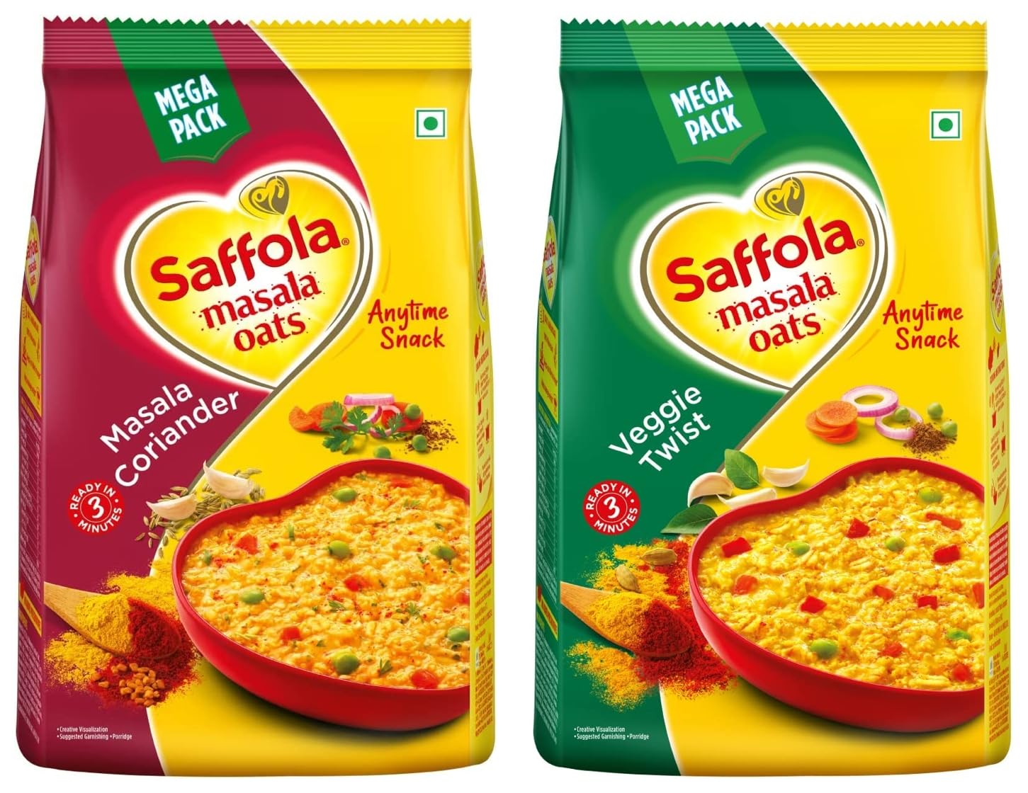 Saffola Masala Oats Masala & Coriander - 500 gm and Veggie Twist 500 gm-image-29