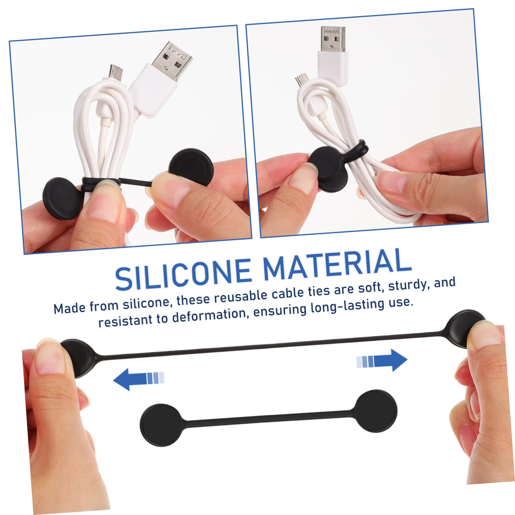 VILLCASE 50piezas Organizador De Cables De Silicona De Reutilizables Sujetacables Magnéticos Para Electrónica Sin Enredos y Fácil De Usar Para Oficina y Hogar