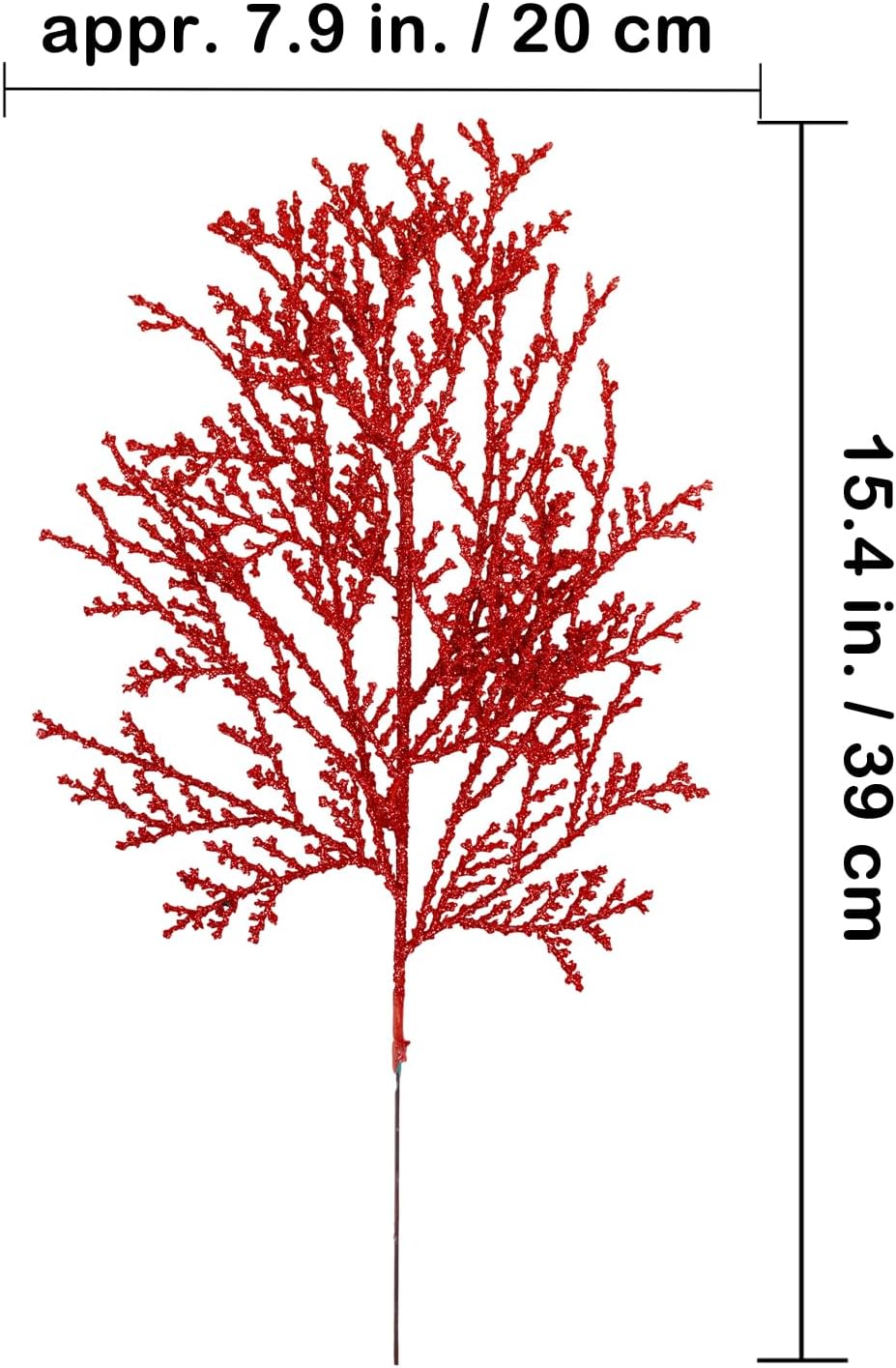 Winlyn 15 Pcs Red Glittered Cedar Sprays Christmas Floral Picks Artificial Cedar Branches Stems Red Christmas Tree Picks 15.4 Tall for Wedding Bouquet Wreath Floral Arrangement Seasonal Centerpiece
