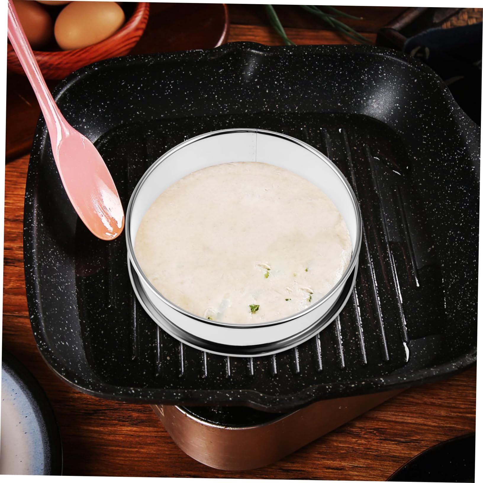 IMIKEYA 5 Ensembles Moule À Gaufres En Acier Inoxydable Cercle À Gâteau Rond Antiadhésif Friteuse Accessoires De Pâtisserie English Muffin Rings Boîtes De Conserve Silver 10 Pièces * 5