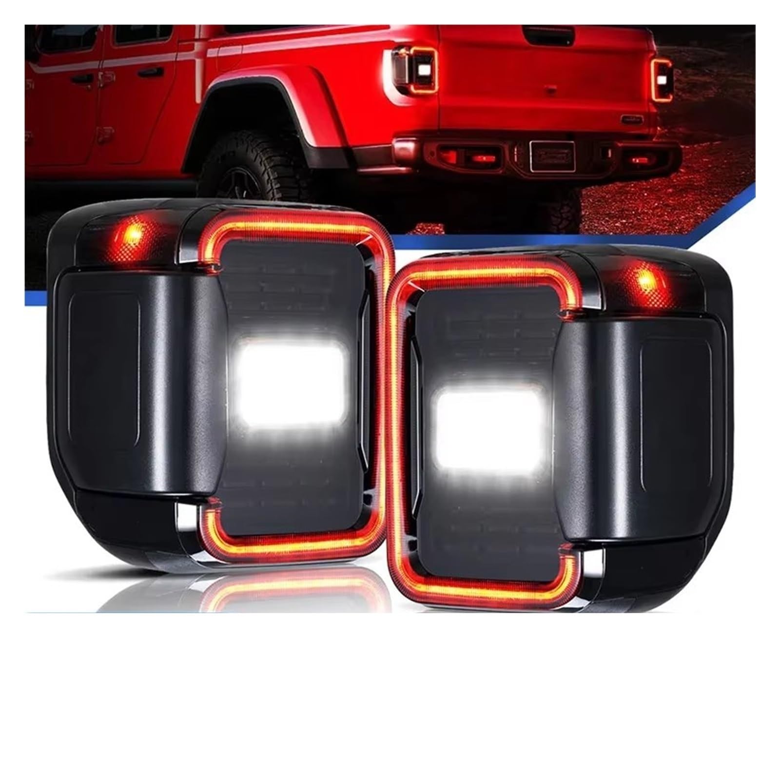 Fanalino Posteriore Per Jeep Per Gladiator JT 2020-2022 Fanale Posteriore LED Luce Di Retromarcia Posteriore Luce Stop Luce Di Direzione Luce Marcia Diurna Lente Fumé Fari Posteriori Auto(EU Version)