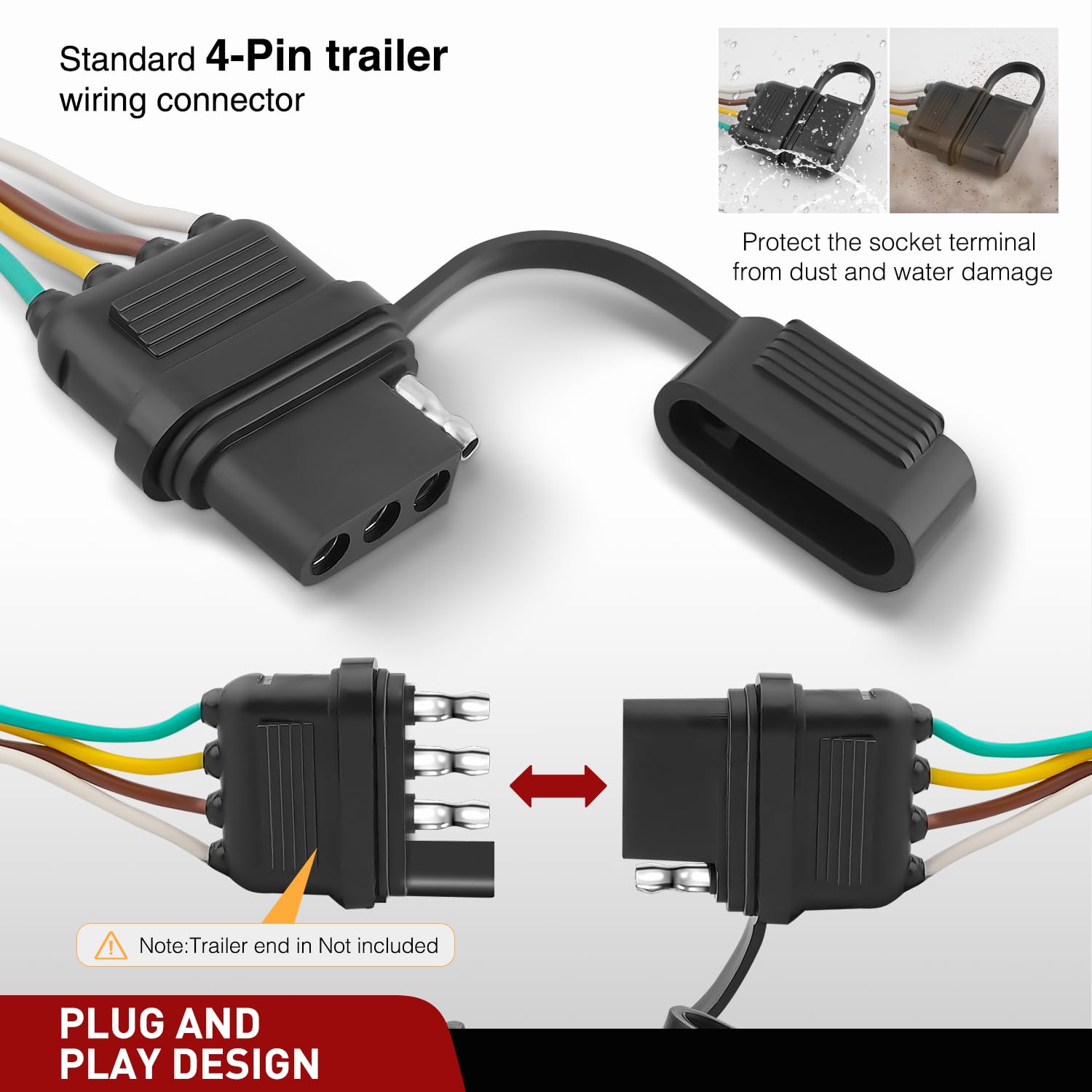 Nilight 4 Pin Trailer Wiring Harness Kit 56245 Vehicle Side Custom for 2013 2014 2015 2016 2017 Buick Enclave Chevrolet Traverse GMC Acadia Limited Hitch Factory Tow Package Required