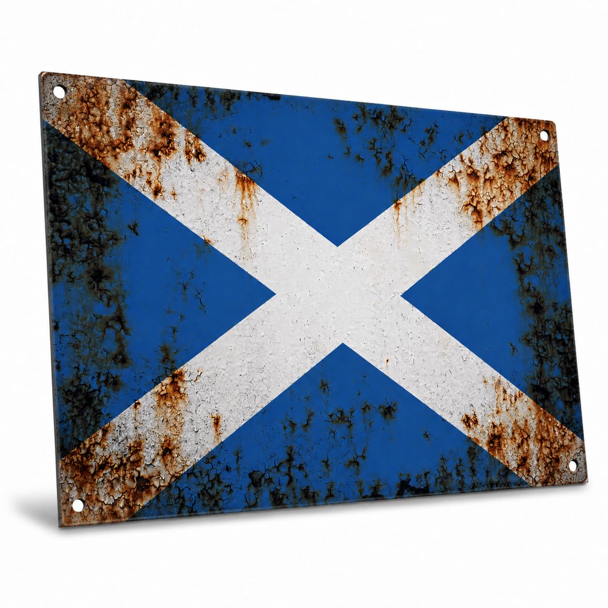 Home Bar Signs, Scottish Flag Metal Wall Plaque, Saltire Decor for Garden Pub, Scotland Football Man Cave Gift for Men, Pre Drilled Holes, Hook and Loop Fittings, 20 x 30 cm
