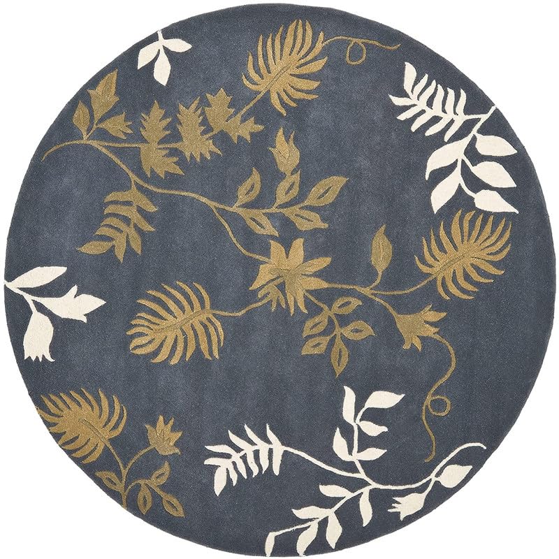 Image of Handmade Pure Woollen Carpet Collection for Hall with 1.0 inch inch Thickness 7 X 7 Feet - Round Grey GT