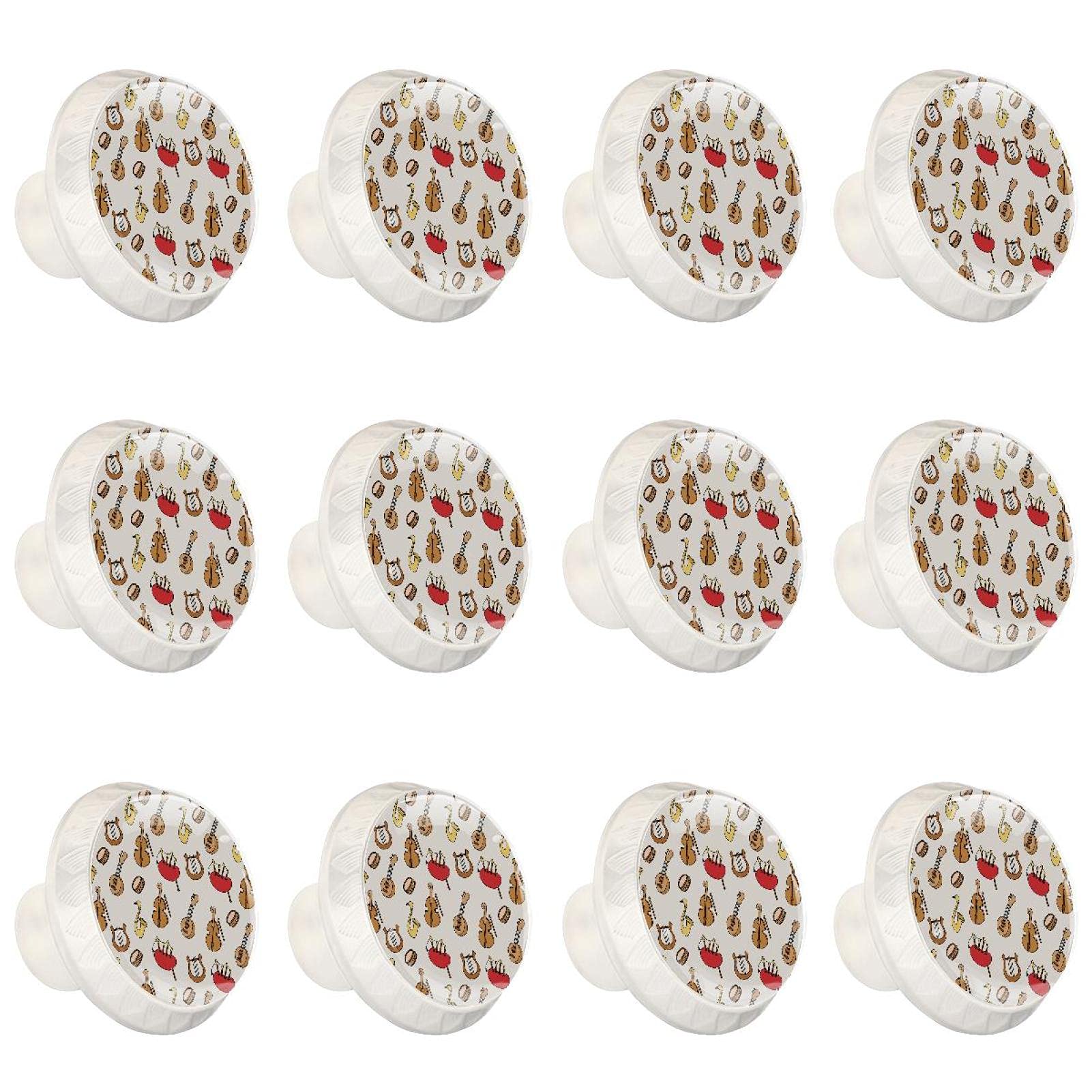 Boutons d'armoires de cuisine ronds en motif musique pour placard 12 pièces
