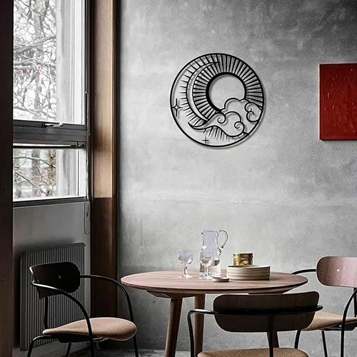 Miniatura 2 de Decoración de pared de metal con estrellas de sol, luna y sol, arte de pared de metal, arte de pared de nube, decoración de pared de jardín, arte de