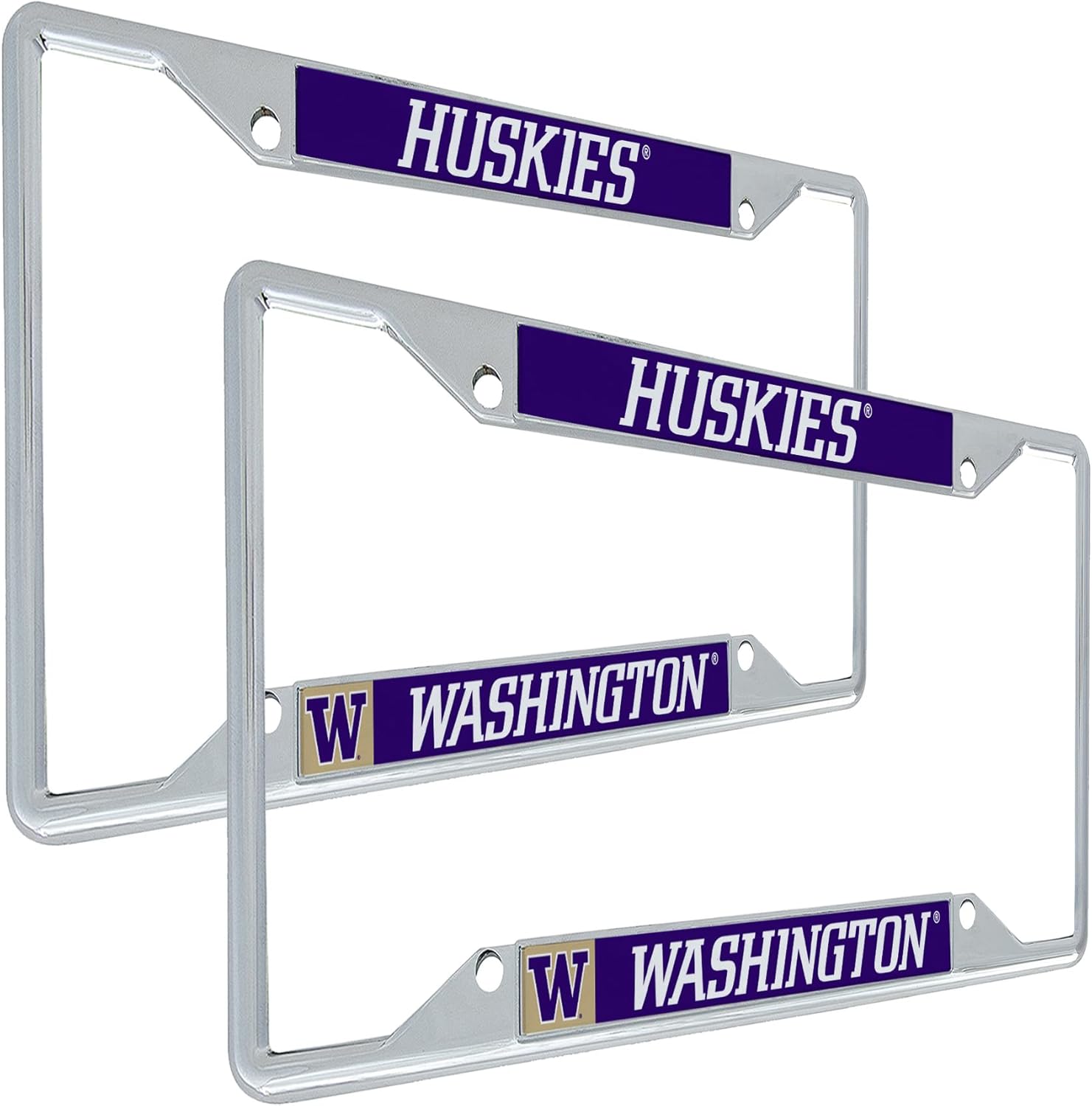 Desert Cactus University of Washington Car Accessories Metal License Plate Frame for Front or Rear of Car (Mascot 2 Pack)
