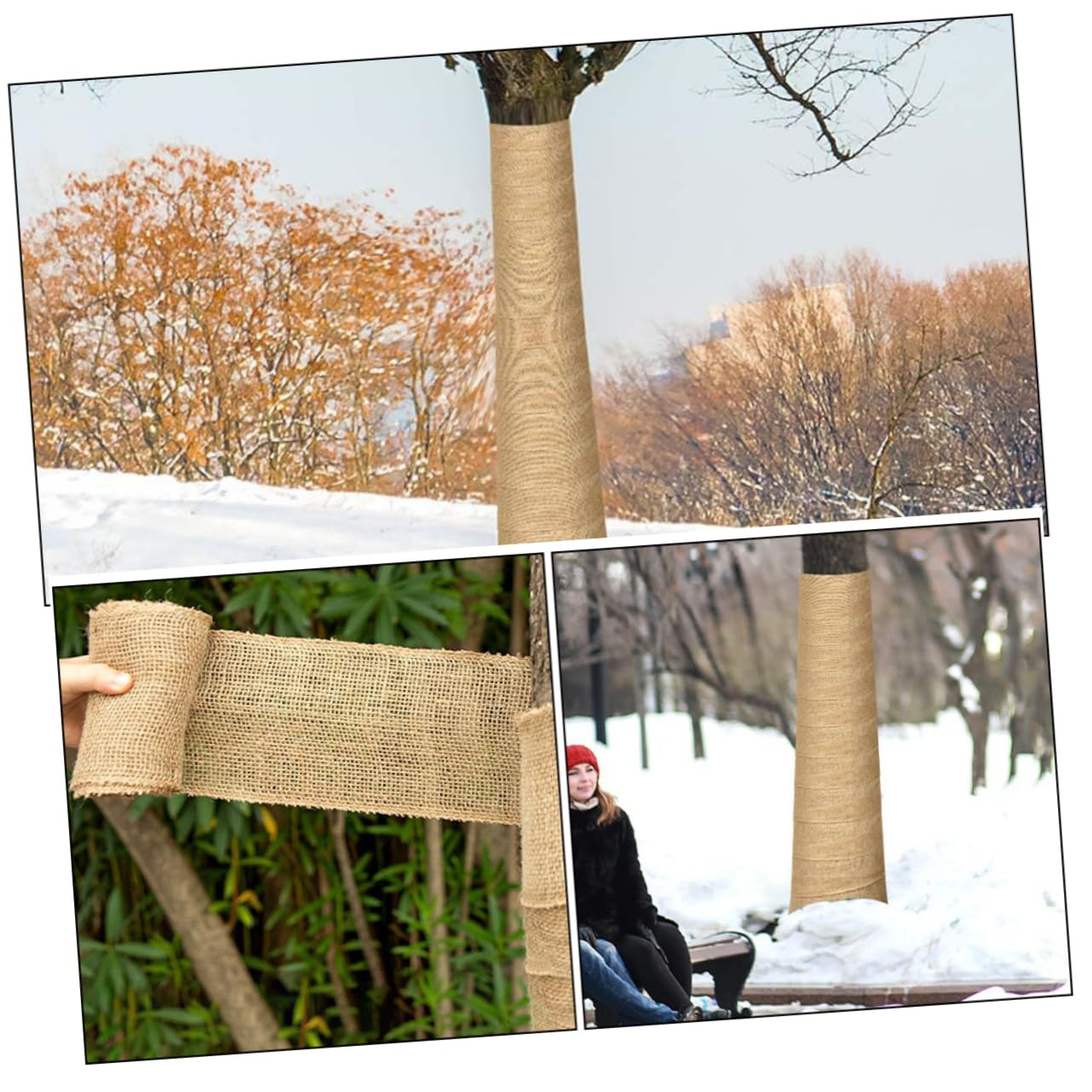 Abaodam 4 Protezione per Juta Naturale Avvolgente per Piante Inverno Telo per Tronchi da Ghiaccio e Animali Riutilizzabile e Traspirante