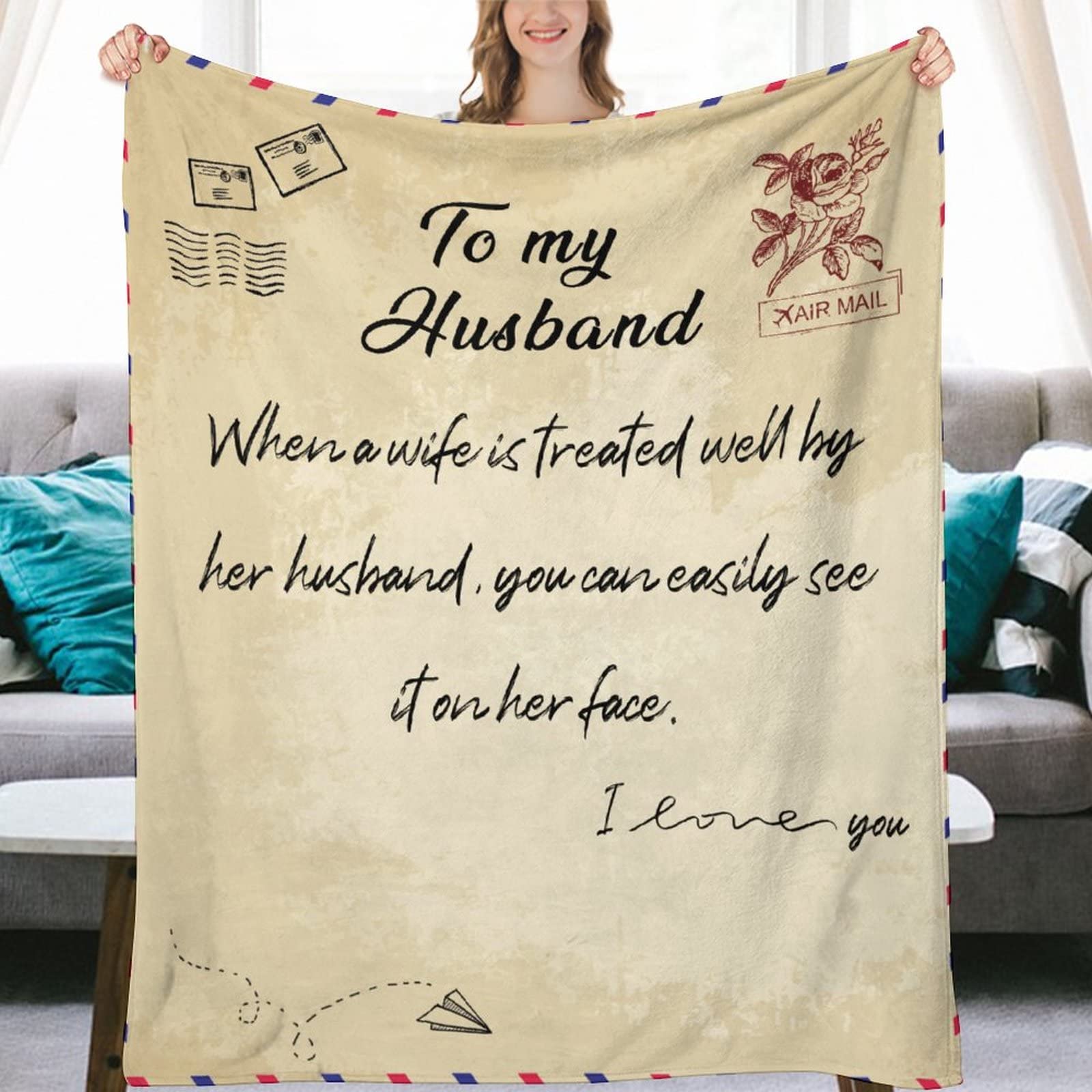 Couverture douce plaid en flanelle idée cadeau mari et elle